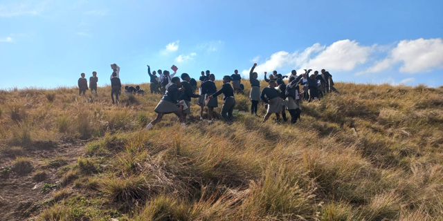 Edu kids on hill path